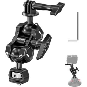 NEEWER Magic Arm Mount for Hero 12 11 10 Osmo Action 4 3 One X3 GO3, Articulating Arm Adapter with 1/4" Screw for Clamp Mount/Suction Cup/Camera Cage Compatible with SmallRig GoPro DJI Insta360, UA021