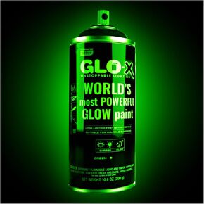 Green Glow In The Dark Spray Paint (10.6 oz) Clear Spray Paint That Glows Neon Green In The Dark - Light & Sun Activated - Glow In The Dark Paint for Fabric Stencil & Decorative Items - Acrylic Glow Paint +
