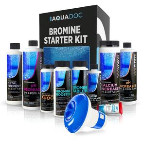Aquadoc Bromine Hot Tub Starter Kit for Spas, Complete Spa Maintenance Kit with Bromine Tablets & Complete Hot Tub Chemicals Starter Kit with All Spa Chemicals for Hot Tub Kit for pH Water Balance
