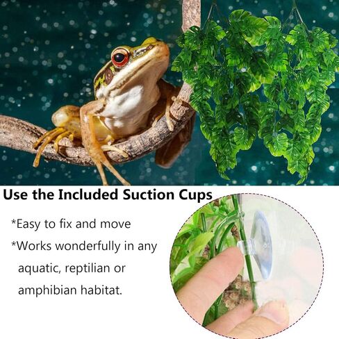 Reptile Plants 3 PCS Hanging Terrarium Plant with Suction Cup Fake Amphibian Plants for Bearded Dragons,Lizards,Geckos,Snake and Hermit Crab Tank Habitat Decorations 30 inches Green(Style 2) in Saudi Arabia