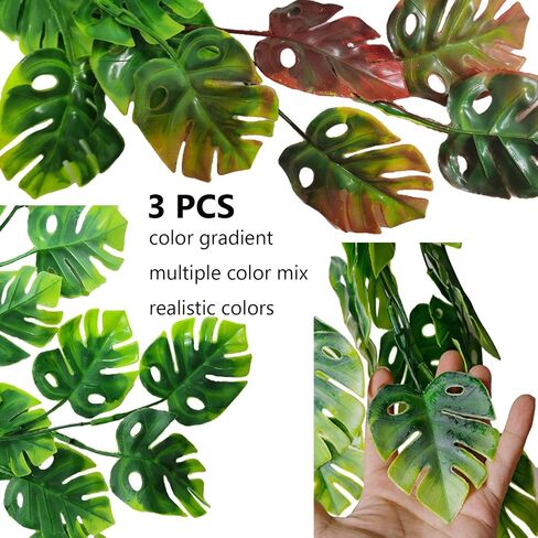 Reptile Plants 3 PCS Hanging Terrarium Plant with Suction Cup Fake Amphibian Plants for Bearded Dragons,Lizards,Geckos,Snake and Hermit Crab Tank Habitat Decorations 30 inches Green(Style 2) in Saudi Arabia