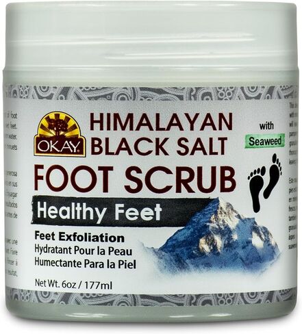 OKAY Pure Naturals Black Salt Foot Scrub 6oz in Saudi Arabia