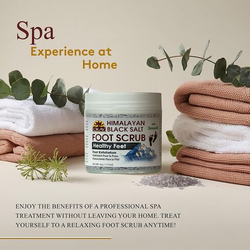 OKAY Pure Naturals Black Salt Foot Scrub 6oz in Saudi Arabia