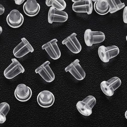 Silicone Earring Backs,100pcs Clear Silicone Earring Backs Replacement Earrings Studs and Hoops,Hypoallergenic and Comfort Rubber Earring Backs for Studs, Non-Irritate Secure in Kuwait