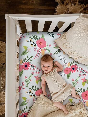 Soft Fitted Crib Sheet, Stretchy and Breathable Toddler Crib Sheet for Boys and Girls, Fits Standard Crib and Toddler Mattress in Kuwait