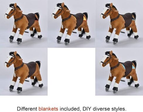 حصان ركوب يوفري، لعبة ركوب الخيل، حصان ميكانيكي، حيوان قطيفة، عرف وذيل أبيض، من 6 سنوات للبالغين in Kuwait