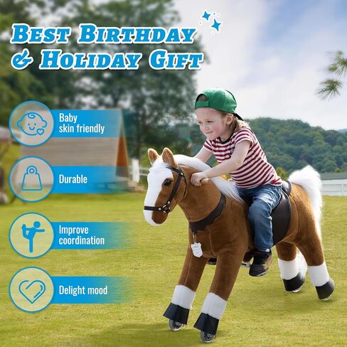 UFREE Riding Horse, Horse Riding Toy, Mechanical Horse, Plush Animal, White Mane and Tail, 6 Years to Adult in Kuwait