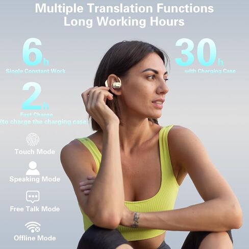 SIOTMERA Real Time Translation Earbuds K120, Instant Language Translator Device with 144 Language, Offline Voice Translation Earbuds Travel Business Learning 3-in-1 Earbuds, Black in Kuwait