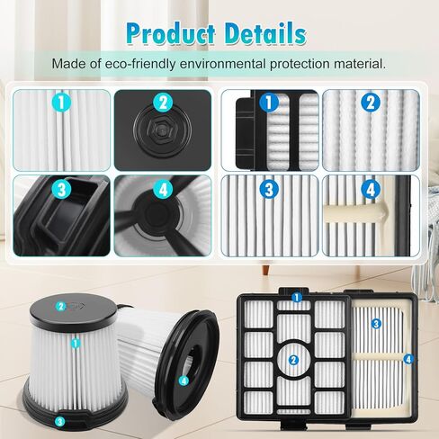 4 عبوات بديلة لمرشحات HEPA لـ Shark IW3511 وIW1111 Detect Pro مكنسة كهربائية لاسلكية خفيفة الوزن in Kuwait