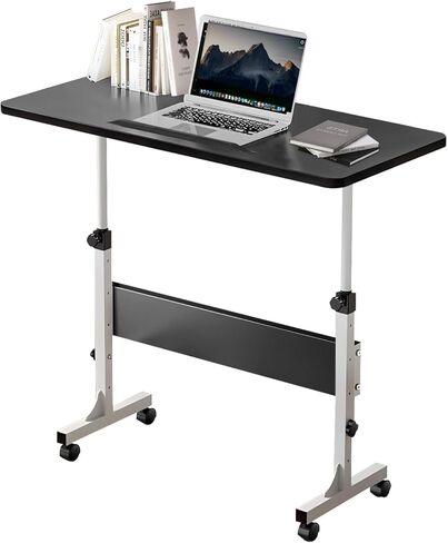 Small Standing Desk Adjustable Height, 31.5inch Small Folding Desk for Small Space, Portable Laptop Desk, Home Office Desks with Wheels, Small Computer Rolling Desk, End Tables for Bedroom in Saudi Arabia
