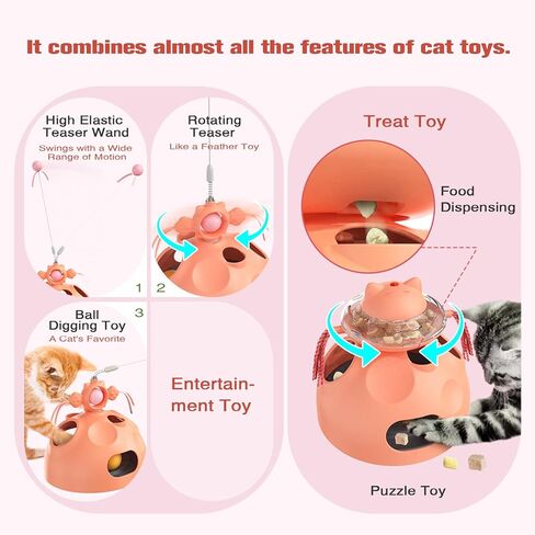 Zaabaaziba Interactive Cat Toys, Track Balls Kitten Toy for Indoor, High-Elasticity Cat Teaser Wand Cat Feather Toy, Perfect Toy for Multi-Cat Households for All Cat Breeds Green in Saudi Arabia
