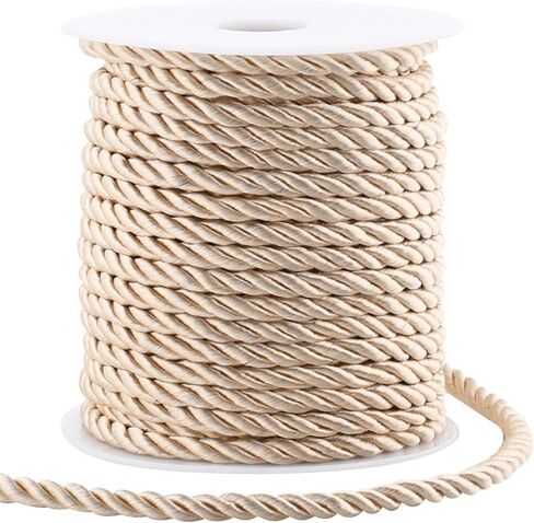 GORGECRAFT 22 Yards Cord Trim 5mm/0.2" Polyester Twist Silk Rope Twine Decorative Braided Cording Thread String Ribbon for Home Decor Curtain Tieback Upholstery Honor Cord Sewing Crafting Gold in Saudi Arabia