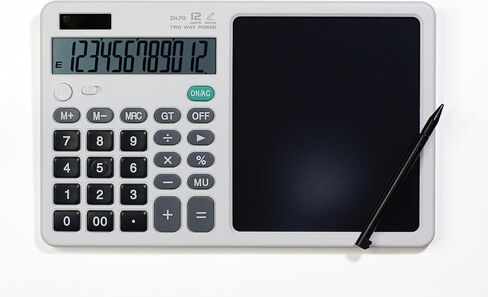 Desk Calculator Large Display with 7'' Erasable Writing Pad, 12 Digits Large Screen Display Jumbo Calculadora, Solar & Battery Powered Big Button Calculators for Business Office School, Black in Kuwait