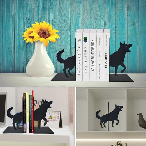 ENCIMART Book Ends for Shelves, Capitol Metal Book Stopper with Pen Holder, Modern Decorative Bookends Desk Bookends Gifts for Friends and Book Lovers in Kuwait