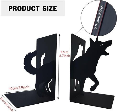 ENCIMART Book Ends for Shelves, Capitol Metal Book Stopper with Pen Holder, Modern Decorative Bookends Desk Bookends Gifts for Friends and Book Lovers in Kuwait