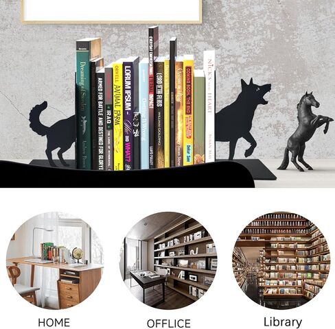 ENCIMART Book Ends for Shelves, Capitol Metal Book Stopper with Pen Holder, Modern Decorative Bookends Desk Bookends Gifts for Friends and Book Lovers in Kuwait