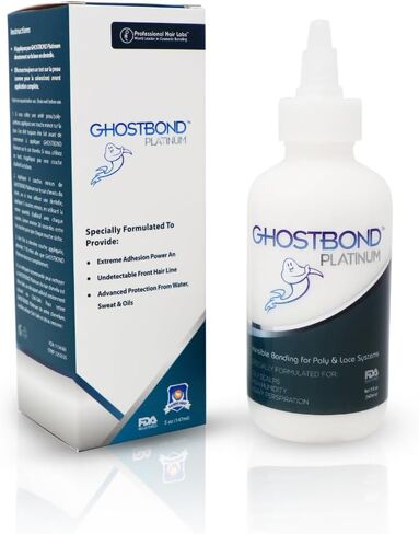 GHOSTBOND Platinum Water Resistant Wig Glue for Extreme Heat - 1.3oz - Hair Replacement Adhesive for Poly and Lace Wigs. Invisible Bonding Hair Glue - Strong Hold Lace Front Glue in Saudi Arabia