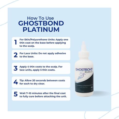 GHOSTBOND Platinum Water Resistant Wig Glue for Extreme Heat - 1.3oz - Hair Replacement Adhesive for Poly and Lace Wigs. Invisible Bonding Hair Glue - Strong Hold Lace Front Glue in Saudi Arabia