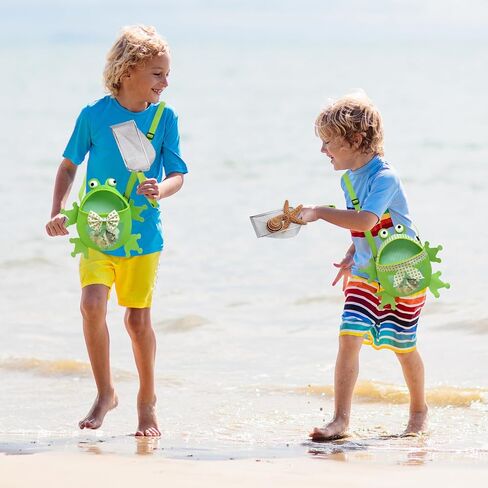 4PCS Beach Toy Mesh Shovel and Mesh Beach Bag Seashell Bag,for Sand Filter & Collect Shells,Sand Sifter Shell Collecting Tools(Blue-Pink Crab) in Kuwait