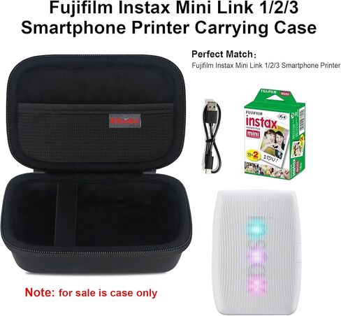 Elonbo Hard Carry Case for Fujifilm Instax Mini Link 2 / Fujifilm Instax Mini Link Smartphone Printer, Instant Photo Printer Travel Protective Case, Extra Mesh Pocket Fits Film Charger, Pink+Pink in Saudi Arabia
