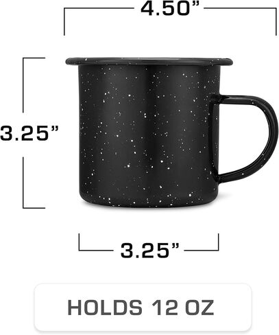 COLETTI Classic Camping Mug — Set of 4, 12 oz Coffee Mug — Enamel Mug – Camping Mugs – Camping Coffee Mugs – Travel Mug – Coffee Mug Set (Blue, 12 oz) in Saudi Arabia