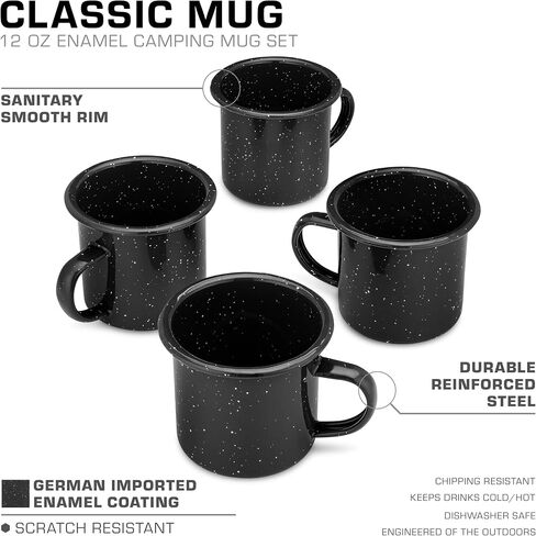 COLETTI Classic Camping Mug — Set of 4, 12 oz Coffee Mug — Enamel Mug – Camping Mugs – Camping Coffee Mugs – Travel Mug – Coffee Mug Set (Blue, 12 oz) in Saudi Arabia