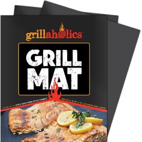 Grillaholics Heavy Duty BBQ Grill Mats for Outdoor - Non Stick, Reusable, and Easy to Clean, Set of 2 - Lifetime Manufacturers Warranty