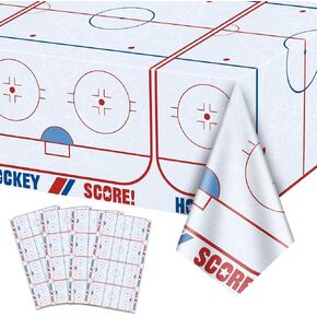 4Pcs Hockey Tablecloths Hockey Rink Table Covers Hockey Party Decorations for Kid's Hockey Fans Birthday Sports Day Party Disposable Plastic Party Tablecloth 51in x 86in