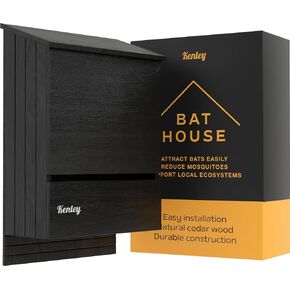 Kenley Bat House - Large Bat Box for Outside with 3 Chambers - Handmade from Cedar Wood - Black Weatherproof Bat Houses for Outdoors - Roosting Bat Boxes Designed to Attract Bats - Easy to Install