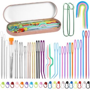 15Pcs Yarn Darning Tapestry Needle, Darning Needle Weaving Needles, Aluminum Tapestry Needle, Large Big Eye Weaving Needle Bent Needles with Storage Tube for Knitting Crochet