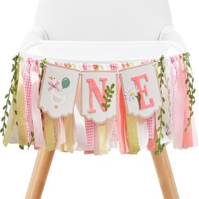 Wild Safari Jungle Highchair Banner for 1st Birthday Decorations - Dark Green Burlap Banner with Adjustable Twine, Cake Smash Photo Props, Woodland Theme Party Decor for Boys & Girls in Saudi Arabia