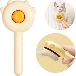 OurMiao Sunflower Cat Brush for Shedding, Self Cleaning Cat Hair Brush, Pet Grooming Brush with Release Button for Short and Long Haired Cats Dogs (Green)