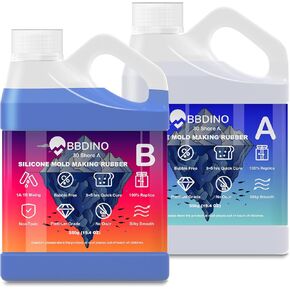 BBDINO Silicone Mold Making Kit, Liquid Silicone for Mold Making 30A N.W. 42 Oz, Platinum Mold Making Silicone Rubber, 1:1 by Volume, Ideal for Casting Resins Molds & Silicone Molds (Blue)