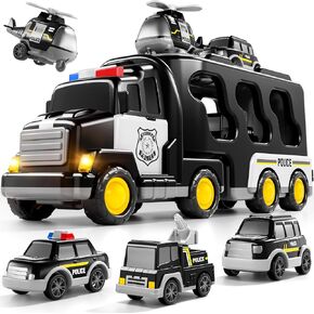 Bennol Toddler Trucks Toys for Boys Kids, 16.9-in Longer Transport Construction Truck with 6 Cars, Car Truck Toys with Lights & Sounds, Birthday Gift for 2 3 4 5 Years Old Boys and Girls in Kuwait