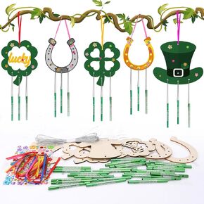 12 Pack Wind Chime Kit for Kids,Fairy Elves Craft Kits DIY Fairy Wind Chime Unfinished Wooden Fairytale Craft Ornaments for Boys Girls Activity Art Project Decor