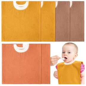 6 Pcs Pullover Baby Bibs Cotton Terry Toddler Bibs Absorbent Infant Bibs for Feeding and Drooling Towel Slip on Bib (Vivid Color)