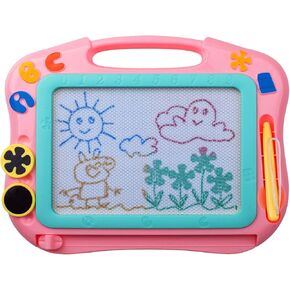 IKS95R [Large Size] Magnetic Drawing Board for Toddlers, Color Magna Erasable Doodle Pad for Kids, Mess Free Coloring Write and Learn Creative Educational Toys for Girls & Boys (Red)