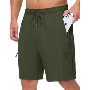Men's Hiking Golf Cargo Shorts with 5 Zipper Pockets for Travelling Fishing Outdoor Activities in Kuwait