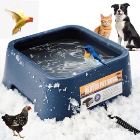 120OZ Heated Water Bowl, Heated Water Bowl for Outdoor Cats Dog Chicken Rabbit, Heated Dog Bowl with Chew Resistant Power Cord, Melt Ice, Provide Drinkable Water for Feral Cats, HPB01