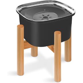 Decflow 3L Elevated Dog Water Bowl, Stainless Steel Raised Dog Food Bowl with Stand, Large Capacity No Spill Dog Water Bowl, Durable Wood Holder Pet Food Bowl for Small, Medium, and Large Dogs