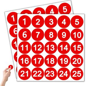 50 Pcs Blue Consecutive Number Stickers 1-25, Vinyl Small Number Stickers, Strong Adhesive/Waterproof & Anti-Fading, Suitable for Indoor/Outdoor Inventory Management Lockers Equipment Home Office