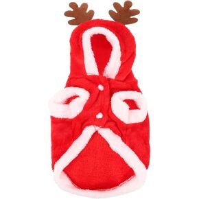 POPETPOP Christmas Dog Sweater - Santa Elk Dog Costume Christmas Dog Hoodie Winter/Autumn Fit for Puppy Dog Teddy Chihuahua Yorkshire Poodle Maltese Puppy Pug - Size M