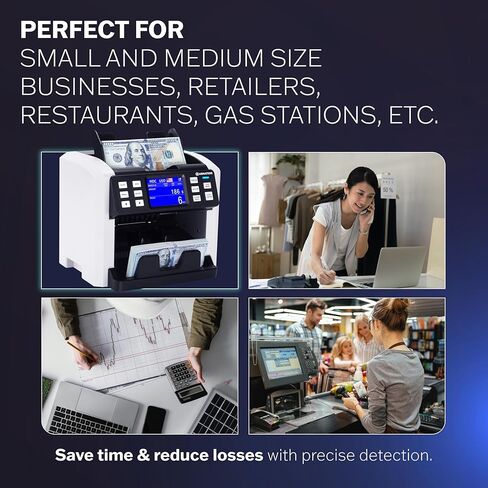 آلة عد النقود ذات الطوائف المختلطة من كارنيشن CR1450 - عداد النقود مع خاصية كشف التزييف بالأشعة فوق البنفسجية/MG/IR - عدد القيمة 1000-1200 نيوتن/متر وسرعة العد ودعم 128 عملة USD/CAD/BRL/MXN/Any in Kuwait