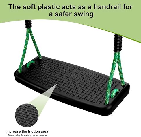 Plastic Swing Set Heavy Duty Replacement,with Adjustable Rope Non-Slip Hanging Tree Swing，Children's Swing Seat Accessories Indoor Outdoor Backyard Playground(Green in Kuwait