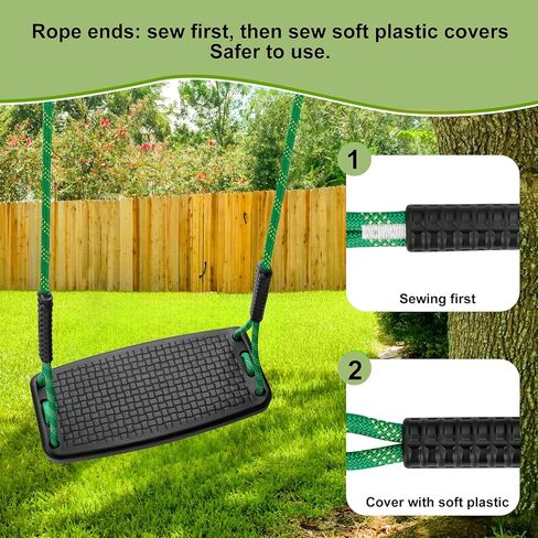Plastic Swing Set Heavy Duty Replacement,with Adjustable Rope Non-Slip Hanging Tree Swing，Children's Swing Seat Accessories Indoor Outdoor Backyard Playground(Green in Kuwait