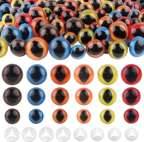 TOAOB 64pcs Safety Eyes for Amigurumis 12mm 15mm 18mm Round Craft Crochet Cat Eyes with Washers for Crocheting Puppet Bear Stuffed Animals Doll Making in Saudi Arabia
