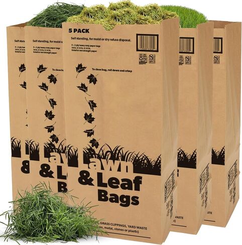 Duro Bags 21089 2-Ply Garbax Lawn and Leaf Bag, 50 lb, 16 in L x 12 in W x 35 in D, Paper, Kraft, (Pack of 5) in Saudi Arabia