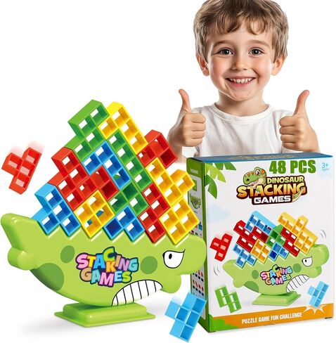 Tetra Tower Game, 64 PCS Board Games Kids and Stacking Blocks - Perfect Family Games for Kids and Adults, Ideal for Team Games, Building Games - Engaging and Exciting in Kuwait