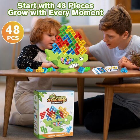 Tetra Tower Game, 64 PCS Board Games Kids and Stacking Blocks - Perfect Family Games for Kids and Adults, Ideal for Team Games, Building Games - Engaging and Exciting in Kuwait