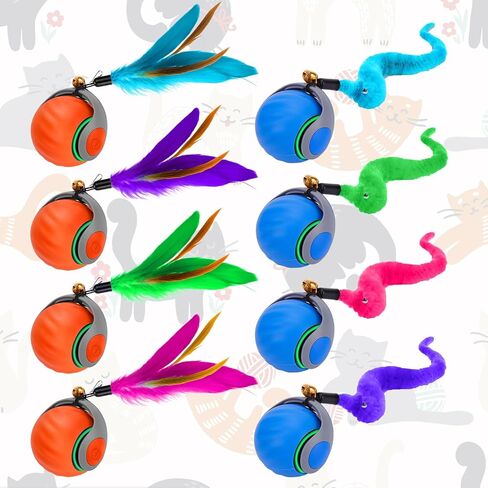 Mity rain Interactive Cat Ball Toy, Self Rolling Ball with Cover Anti-Scratch for Bored Indoor Cat Chasing, Obstacle Avoidance Smart Cat Toys for Enrichment, Motion Activated Toys to Keep Them Busy in Kuwait